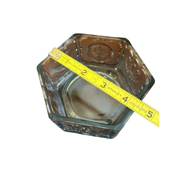 Vintage Tiara Indiana Glass Blue Candy Dish w/Lid Colonial Star & Eagle Design - Picture 4 of 7